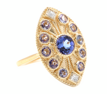 Load image into Gallery viewer, 2.44 Carats Natural Tanzanite and Diamond 14k Solid Yellow Gold Ring