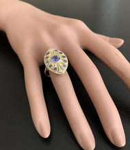 Load image into Gallery viewer, 2.44 Carats Natural Tanzanite and Diamond 14k Solid Yellow Gold Ring