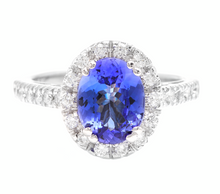 Load image into Gallery viewer, 3.00 Carats Natural Tanzanite and Diamond 14k Solid White Gold Ring