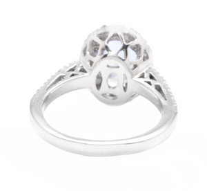 3.00 Carats Natural Tanzanite and Diamond 14k Solid White Gold Ring