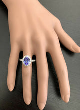 Load image into Gallery viewer, 3.00 Carats Natural Tanzanite and Diamond 14k Solid White Gold Ring