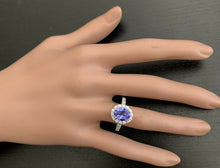 Load image into Gallery viewer, 3.00 Carats Natural Tanzanite and Diamond 14k Solid White Gold Ring