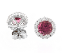 Load image into Gallery viewer, 1.65ct Natural Tourmaline and Diamond 14k Solid White Gold Earrings