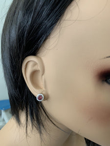 1.65ct Natural Tourmaline and Diamond 14k Solid White Gold Earrings