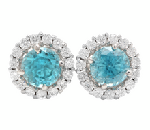 Load image into Gallery viewer, 2.25 Carats Natural Zircon and Diamond 14k Solid White Gold Earrings