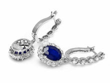 Load image into Gallery viewer, 5.80ct Natural Sapphire and Diamond 14k Solid White Gold Earrings