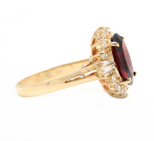 Load image into Gallery viewer, 9.60 Carats Natural Red Garnet and Diamond 14k Solid Yellow Gold Ring