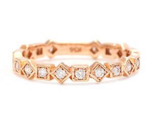 0.40Ct Natural Diamond 14K Solid Rose Gold Band Ring