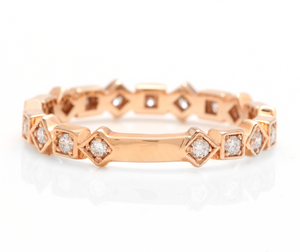 0.40Ct Natural Diamond 14K Solid Rose Gold Band Ring