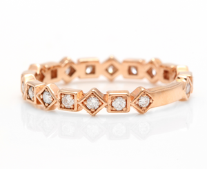 0.40Ct Natural Diamond 14K Solid Rose Gold Band Ring