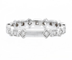 0.40Ct Natural Diamond 14K Solid White Gold Band Ring