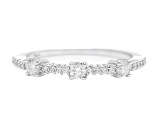 0.45Ct Natural Diamond 14K Solid White Gold Band Ring