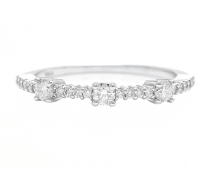 0.45Ct Natural Diamond 14K Solid White Gold Band Ring