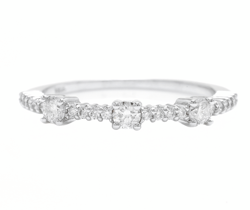 0.45Ct Natural Diamond 14K Solid White Gold Band Ring