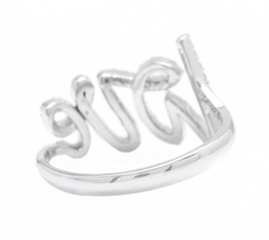 0.45Ct Natural Diamond 14K Solid White Gold Band LOVE Ring