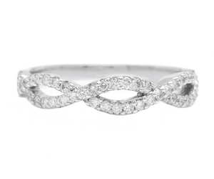 0.50Ct Natural Diamond 14K Solid White Gold Band Ring