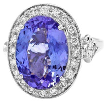 Load image into Gallery viewer, 7.40 Carats Natural Tanzanite and Diamond 14K Solid White Gold Ring