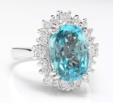 Load image into Gallery viewer, 6.75 Carats Natural Very Nice Looking Zircon and Diamond 14K Solid White Gold Ring
