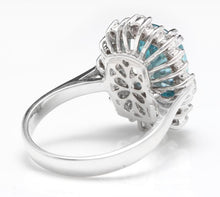 Load image into Gallery viewer, 6.75 Carats Natural Very Nice Looking Zircon and Diamond 14K Solid White Gold Ring