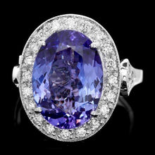 Load image into Gallery viewer, 7.40 Carats Natural Tanzanite and Diamond 14K Solid White Gold Ring