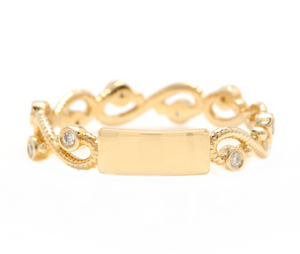 0.12Ct Natural Diamond 14K Solid Yellow Gold Band Ring