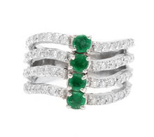 Load image into Gallery viewer, 2.30Ct Natural Emerald &amp; Diamond 14K Solid White Gold Ring