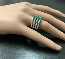Load image into Gallery viewer, 2.30Ct Natural Emerald &amp; Diamond 14K Solid White Gold Ring