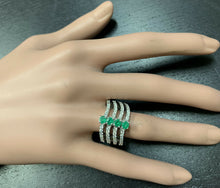 Load image into Gallery viewer, 2.30Ct Natural Emerald &amp; Diamond 14K Solid White Gold Ring