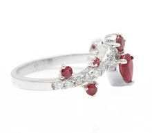 Load image into Gallery viewer, 1.30 Carats Natural Red Ruby and Diamond 14k Solid White Gold Ring
