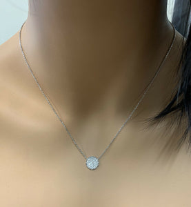 0.40Ct Stunning 14K Solid White Gold Diamond Necklace