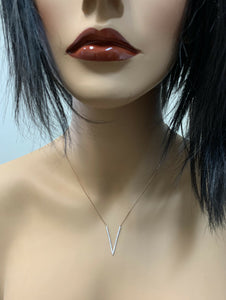 0.45Ct Stunning 14K Solid Rose Gold Diamond "V" Necklace