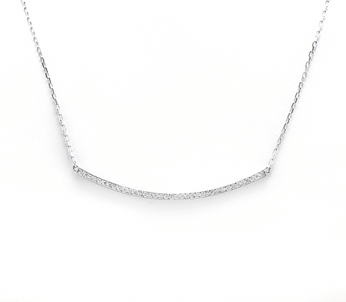 0.35Ct Stunning 14K Solid White Gold Diamond Necklace