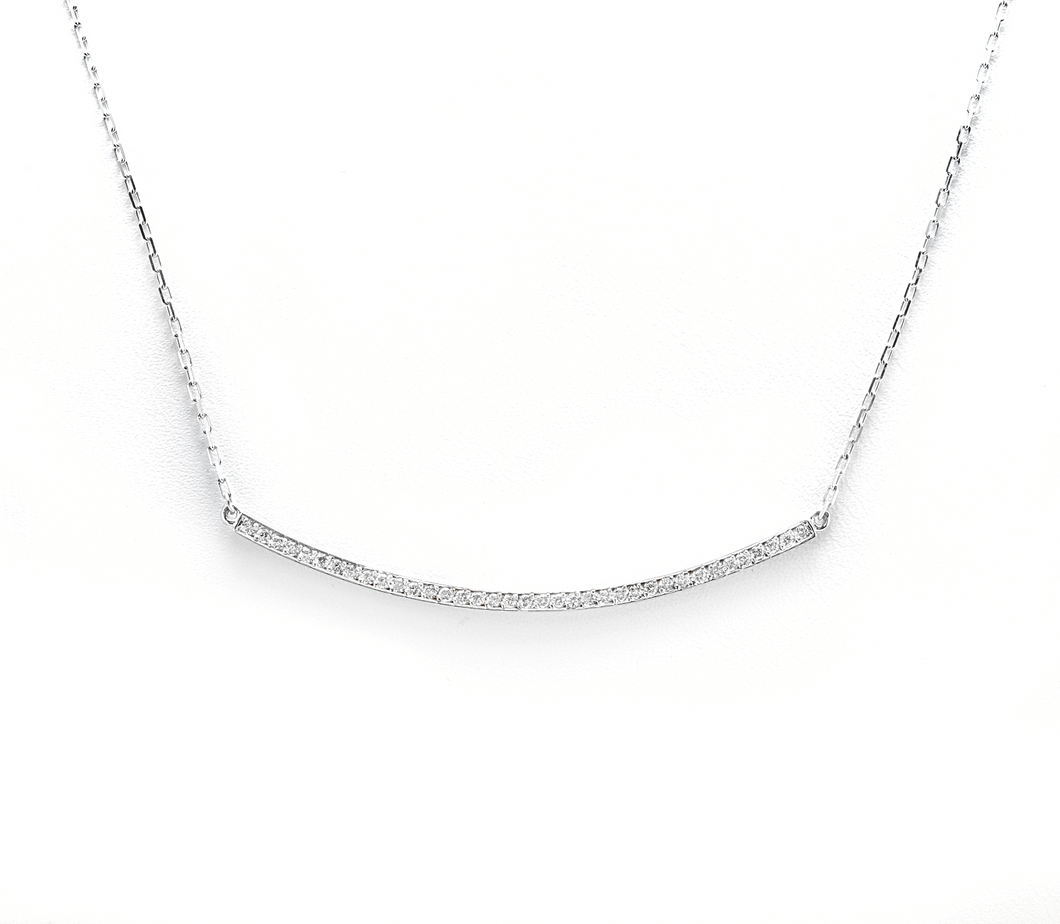 0.35Ct Stunning 14K Solid White Gold Diamond Necklace