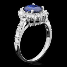 Load image into Gallery viewer, 2.20 Carats Natural Blue Sapphire and Diamond 14K Solid White Gold Ring