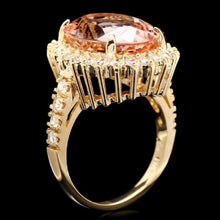 Load image into Gallery viewer, 10.00 Carats Exquisite Natural Morganite and Diamond 14K Solid Yellow Gold Ring