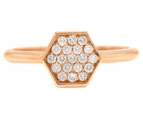 0.30Ct Natural Diamond 14K Solid Rose Gold Band Ring