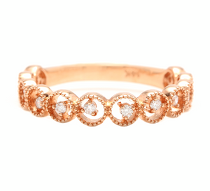 Natural Diamond 14K Solid Rose Gold Band Ring