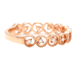 Natural Diamond 14K Solid Rose Gold Band Ring