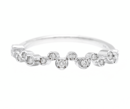 Natural Diamond 14K Solid White Gold Band Ring