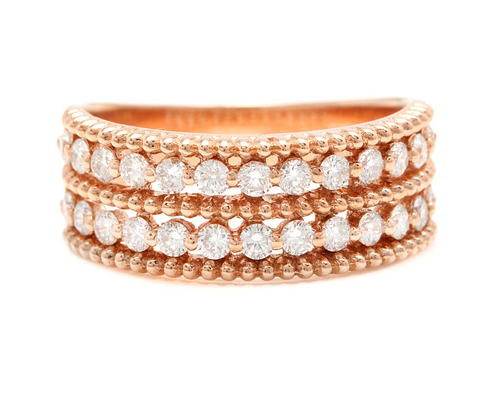 0.70Ct Natural Diamond 14K Solid Rose Gold Band Ring