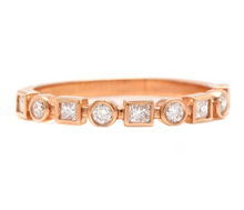 Load image into Gallery viewer, 0.35Ct Natural Diamond 14K Solid Rose Gold Band Ring