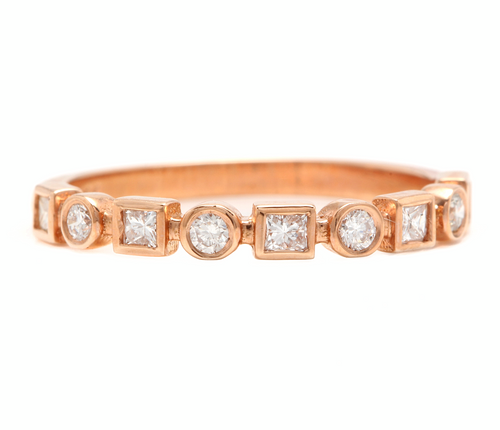 0.35Ct Natural Diamond 14K Solid Rose Gold Band Ring