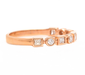 0.35Ct Natural Diamond 14K Solid Rose Gold Band Ring