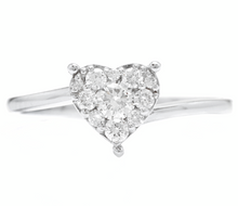 Load image into Gallery viewer, 0.35Ct Natural Diamond 14K Solid White Gold Heart Ring
