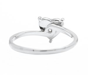0.35Ct Natural Diamond 14K Solid White Gold Heart Ring