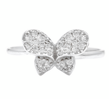 Load image into Gallery viewer, 0.25Ct Natural Diamond 14K Solid White Gold Butterfly Ring