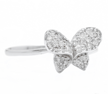 Load image into Gallery viewer, 0.25Ct Natural Diamond 14K Solid White Gold Butterfly Ring