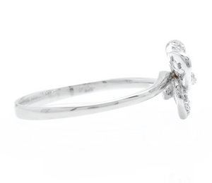 0.25Ct Natural Diamond 14K Solid White Gold Butterfly Ring