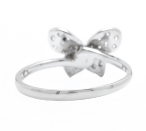 0.25Ct Natural Diamond 14K Solid White Gold Butterfly Ring