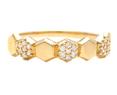 0.20Ct Natural Diamond 14K Solid Yellow Gold Band Ring